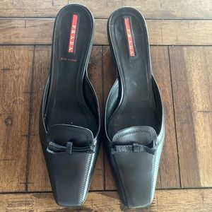 Vintage Prada kitten heel loafers with bow